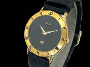 1N2★GUCCI/グッチ★ GGロゴ（3000M）ブラック文字盤 クオーツ 腕時計 mens watch