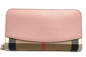 BURBERRY バーバリー 長財布 3996878 HORSEFERRY CHECK ELMORE ZIP AROUND WALLET ホースフェリー チェック エルモア 一部牛革 バーバリー