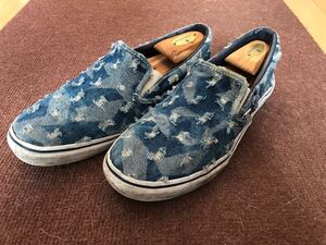 VANS デニム ダメージ加工 クラッシュ スリッポン ヴァンズ サイズ27cm スニーカー