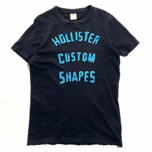 HOLLISTER ☆ ホリスター ダメージ加工 Tシャツ 半袖 ネイビー M 春夏 タイト スタリッシュ アメカジ ストリート バイカー 古着■SAP649 