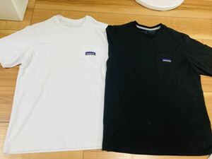 patagonia パタゴニア p6 半袖Tシャツ ポケット付きtシャツ 2枚セット　オーガニックコットン　白　黒　レギュラーフィットＸＳサイズ