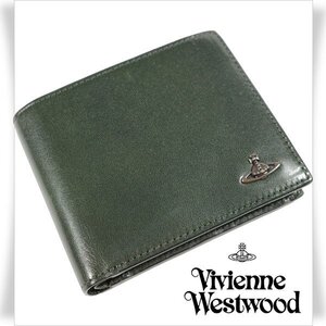 未使用1円～★Vivienne Westwood ヴィヴィアンウエストウッド 牛革レザー コッパー 二つ折り財布 ORB グリーン ウォレット 本物 ◆4949◆