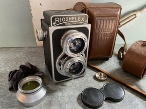 RICOHFLEX リコーフレックス 二眼レフカメラ MODEL VIIS 1:3.5 8cm フィルムカメラ本革ケース付き▼現状品