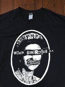 ヘレシー HERESY Ｔシャツ Ｌ 黒 ブラック UK ハードコア パンク ロック バンド 検索 セックスピストルズ SEX PISTOLS GOD SAVE THE QUEEN