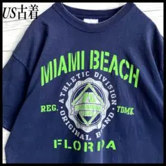 US古着  Tシャツ   XL  マイアミビーチ  ビッグロゴ  ネイビー
