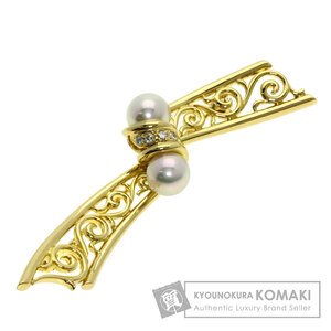 MIKIMOTO ミキモト アコヤパール 真珠 ダイヤモンド ブローチ K18イエローゴールド レディース 中古