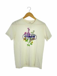 COACH◆フローラル/Tシャツ/XS/コットン/ホワイト/C1525