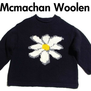 MacMahon Knitting Mills マクマホンニッティングミルズ ロールネック フラワー 花柄 ニット 黒 ブラック Mcmachon Woolen