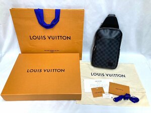 極美品♪LOUIS VUITTON ルイヴィトン N45302 ダミエ グラフィット アヴェニュー ボディ スリングバッグ ICチップ シルバー金具 袋 箱付き♪