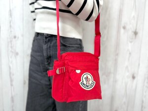 極美品 MONCLER モンクレール ショルダーバッグ バッグ ナイロン 赤 81085