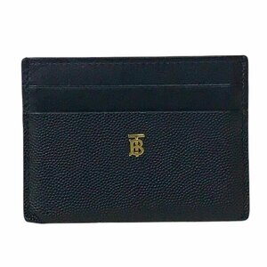 【1円～】バーバリー BURBERRY 財布 カードケース 名刺入れ モノグラム TBロゴ レザー ブラック ゴールド 中古