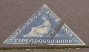 喜望峰（CAPE OF GOOD HOPE) 1853年４ペンス「WOODBLOCK」使用済み