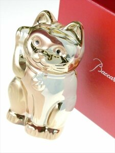 N942 Baccarat バカラ クリスタル ラッキーキャット 招き猫 ゴールド フィギュリン オブジェ 飾物