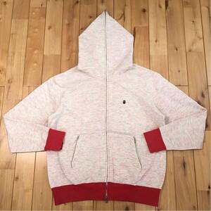 BAPE head logo フルジップ パーカー Mサイズ light red a bathing ape full zip hoodie エイプ ベイプ マイロ アベイシングエイプ fg5