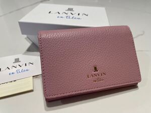 新品 ランバン オンブルー 名刺入れ 本革 ピンク