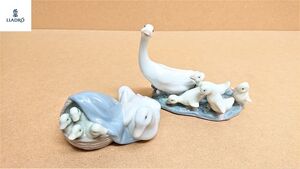 N-64 LLADRO リヤドロ 1307 アヒルの親子 4895 アヒルの家族 アヒル フィギュリン 陶磁器 人形 置物 duck family Parent and child 