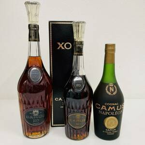  CAMUS　XO　COGNAC　カミュ　ロングネック　コニャック　1000ml　700ml　カミュ　ナポレオン　ブランデー　3本セット　未開栓【S-070】