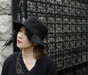 定価39,600円 極美品 KIJIMA TAKAYUKI×DODOJEAN 百々千晴 キジマタカユキ SUEDE HAT シープレザー スウェード ハット BLACK