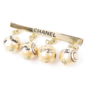 95508★1円スタート★CHANEL シャネル ココマーク リボン チャーム スイング アクセサリー ヴィンテージ ブローチ GP フェイクパール