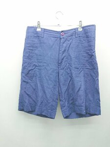 ◇ ◎ JOEY FACTORY フロントファスナー 綿 麻 カジュアル ショートパンツ サイズL ブルー メンズ E