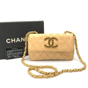 CHANEL シャネル デカココマーク ビコローレ マトラッセ チェーン ショルダー バッグ ベージュ 良品 M6499