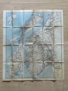 ノルウェー地図 1928年 オスロ～北極圏 スヴァールバル諸島