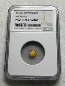 1円出品！売り切りです！2014年 英国ブリタニア 現代版ウナとライオン 50ペンス金貨 PF68UC NGC ラベルエラー品！！