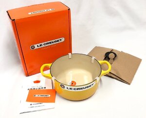 ▽▼【未使用】LE CREUSET ルクルーゼ 鍋 ホーロー 両手鍋 16cm イエローカラー YELLOW▼▽