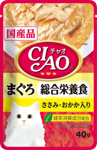 いなばペットフード CIAOパウチ 総合栄養食 まぐろ ささみ・おかか入り 40g IC-305