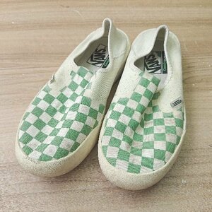 ◇ VANS ヴァンズ 721356 ブロックチェック カジュアル スリッポン シューズ サイズ24.0 グリーン ホワイト レディース E