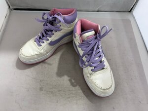 【VANS】バンズ　レディスハイカットスニーカー　アイボリー×ラベンダー　レザー　23cm　SY02-GSY