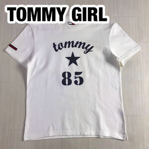 TOMMY GIRL トミーガール プリントTシャツ M ホワイト ビッグロゴ ブラックタグ