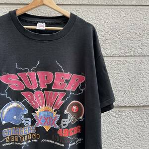 90s USA製 黒 NFL プリントTシャツ 半袖Tシャツ anvil アンビル SUPER BOWL スーパーボウル アメリカ製 古着 vintage ヴィンテージ XL