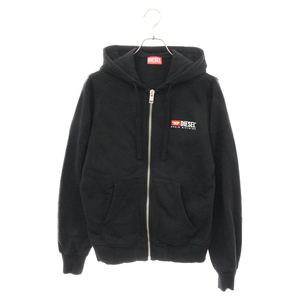 DIESEL ディーゼル S-GINN HOOD ZIP DIV SWEAT SHIRT A03769 ロゴジップアップフーディーパーカー ブラック