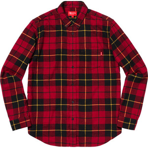 18AW Supreme Tartan L/S Flannel Shirt Lサイズ タータン フランネル シャツ 長袖 チェック Red レッド