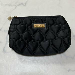 MOSCHINO モスキーノ ハート キルティング ポーチ ブラック