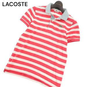 LACOSTE ラコステ EXCLUSIVE EDITION★ 春夏 ワニ刺繍 ボーダー 半袖 鹿の子 ポロシャツ Sz.2　メンズ 日本製　C4T06361_6#A