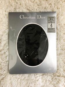 新品 レア柄ワンポイント付き Christian Dior ストッキング パンスト パンティストッキング 黒 つま先かかと付き