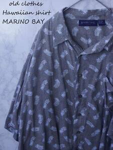美品 MARINO BAY シャツ 柄シャツ 半袖 アロハシャツ 3XLサイズ ベージュ系 ハワイアン 涼しげ 大きめ オーバーサイズ ビッグシルエット