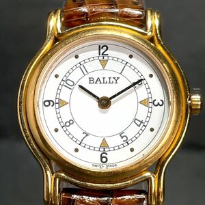 BALLY バリー 腕時計 アナログ クオーツ ホワイト文字盤 レザーベルト ブラウン ラウンド ステンレススチール 新品電池交換済み 動作確認済