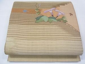 平和屋1■夏物　明綴れ　太鼓柄京袋帯　朝顔　金糸　逸品　CAAD9908th