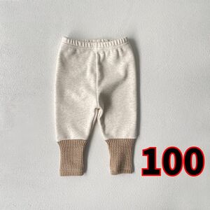 ベビー ズボン 100 レギンス パンツ キッズ 冬 裏起毛 長ズボン 女の子 韓国 ホワイト ブラウン リブ 部屋着 パジャマ