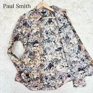 【極美品】 Paul Smith COLLECTION 【超希少サイズXL 唯一無二の逸品】 ポールスミス メンズ 長袖 シャツ ドレスシャツ 総柄 花柄 コットン