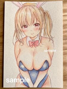 オリジナル ◆ 手描きイラスト ◆ バニーガール 女の子 ◆ 【ハガキサイズ水彩紙】◇ SR02