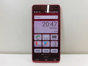 現状品 初期化済み SIMロック解除済み au 京セラ KYOCERA BASIO3 かんたんスマホ KYV43 スマホ レッド 携帯電話 激安1円スタート