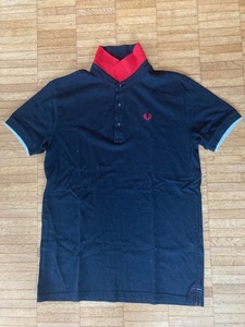 【極美品！日本製】★FRED　PERRY　フレッドペリー　半袖ポロシャツ　黒×赤　JPサイズM★