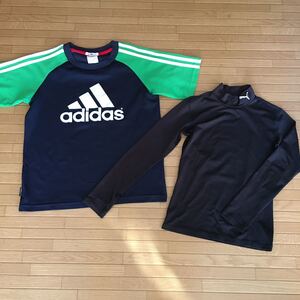 子供140サイズ　説明を読んでから落札ください　半袖Tシャツ adidas プーマ アンダーシャツ黒　アディダス　プラティクスシャツ　サッカー