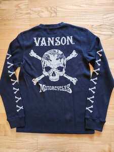 新作　送料込★vanson バンソン　NVLT-2408 サーマル長袖Tシャツ　スカル　バイカー　ブラック　L