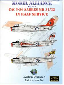 1/72　モデルアライアンス　デカール　ML72125 North-American F-86 Sabres Part 2. CAC F-86 SABRES Mk31/32 IN RAAF SERVICE