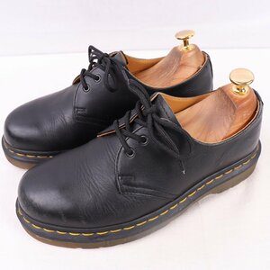 ドクターマーチン UK4/22.5cm-23.0cm/3ホール 1461 黒 ブラック レザー ブーツ dr.martens レディース 古着 中古 dm4071